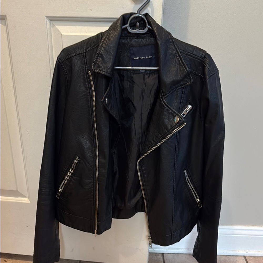 American Eagle Outfitters Black Leather Biker Jacket